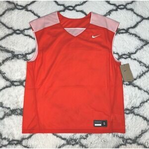 NIKE Team Dri-FIT Reversible Pinnie Practice Jersey Orange White Mens Sz S *NEW*
